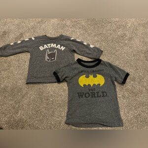 Set of 2 Batman shirts Baby boy 12m 18m 12-18 months long short sleeve